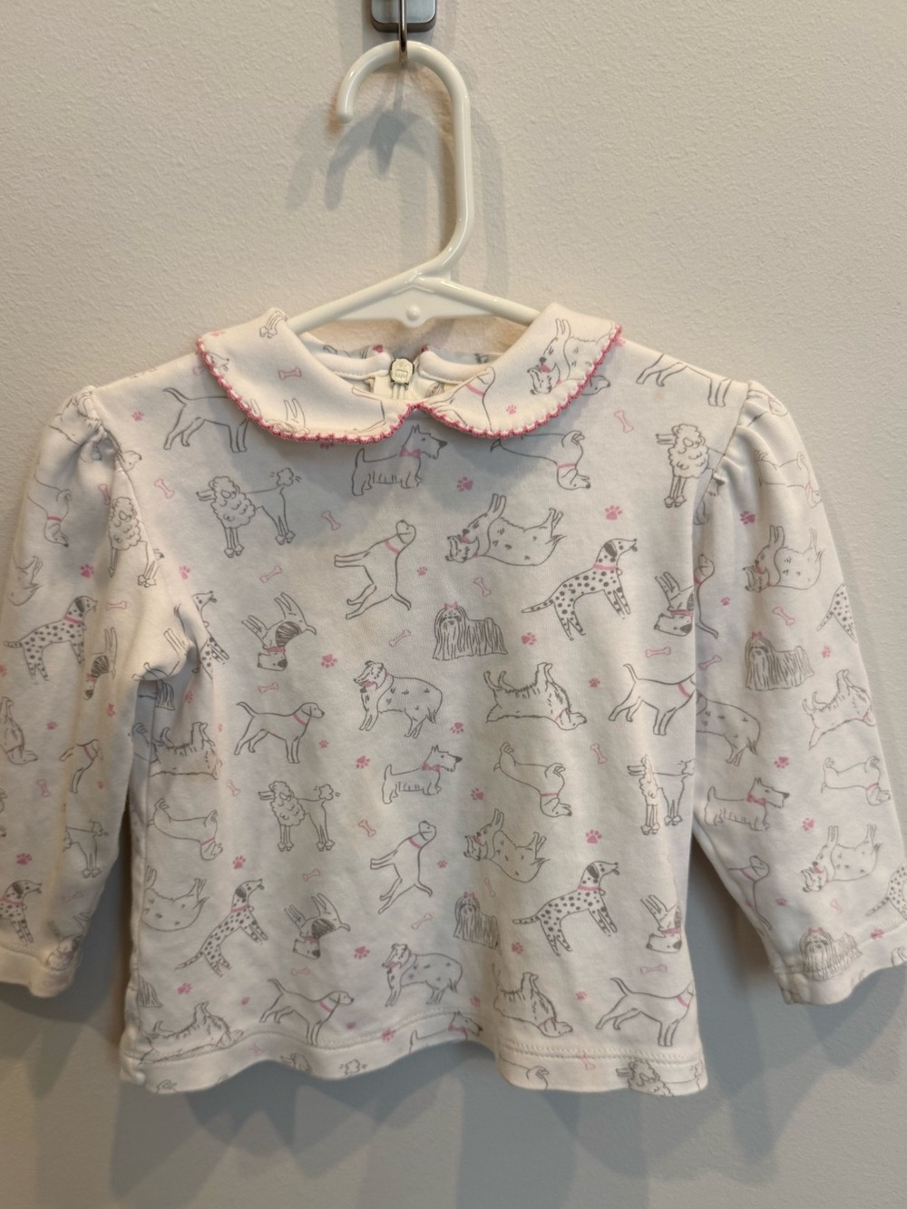Luigi Kids Girls Dog Print Peter Pan Collar Shirt 2T